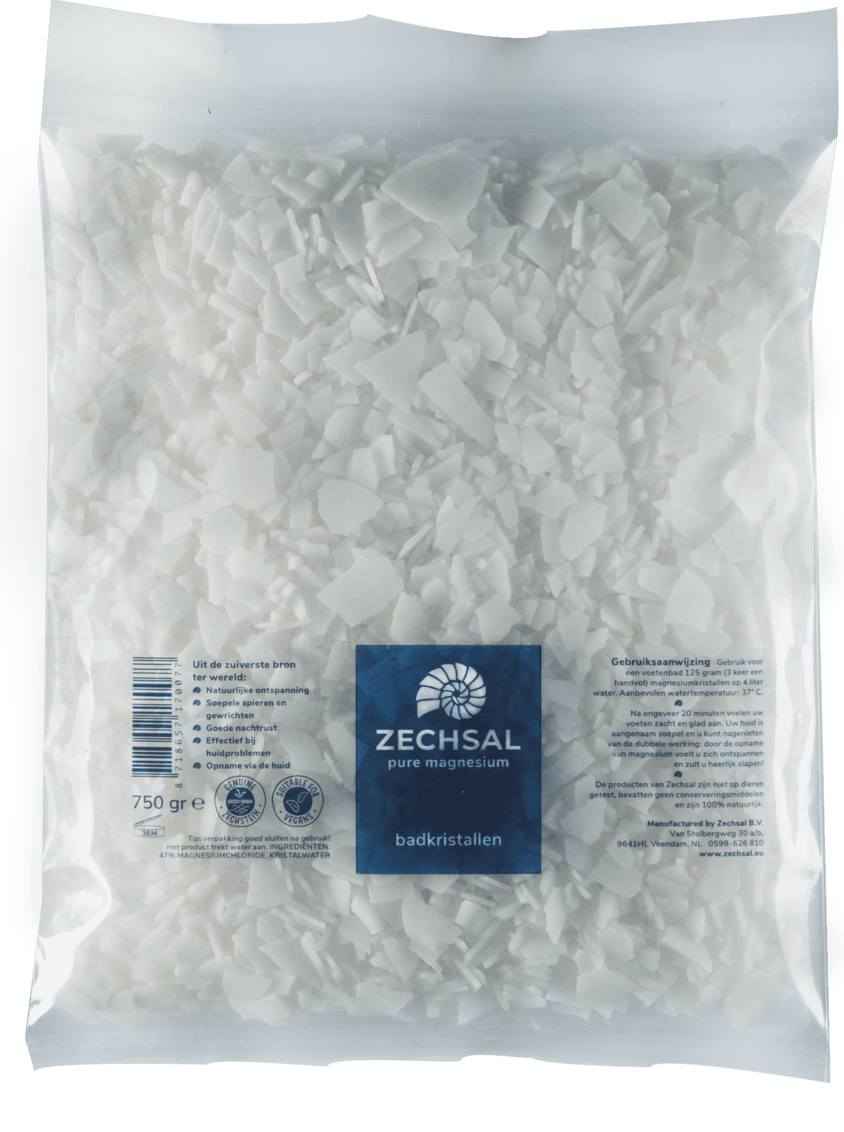 Zechsal Pure Magnesium Badkristallen Navulzak 750gr