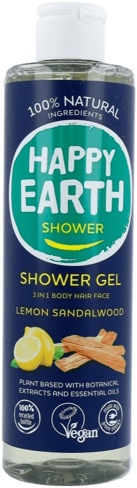 Happy Earth 100% Natural Shower Gel 3in1 Lemon Sandalwood