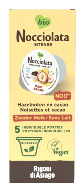 Nocciolata Intens Hazelnoten en Cacao Cups Zonder Melk Bio