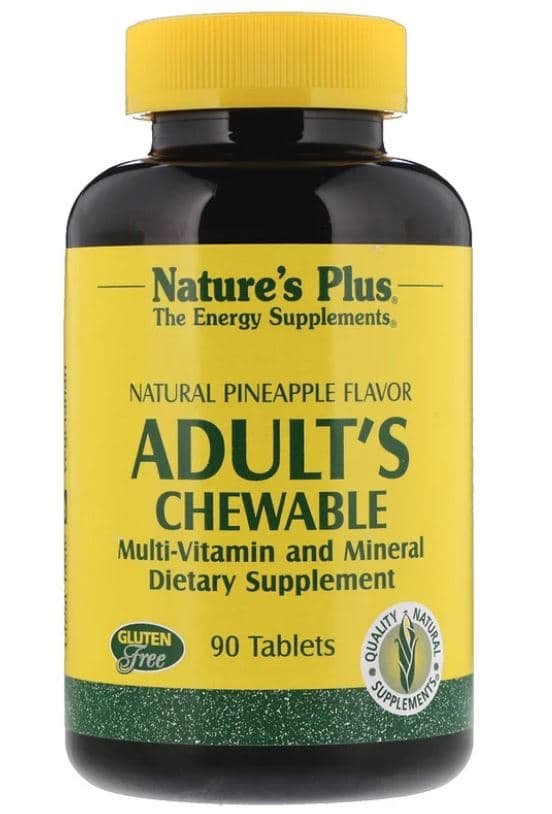 Adult's Chewable Multi-Vitamin and Mineral - Natural Pineapple Flavor (90 Tablets) - Nature's Plus