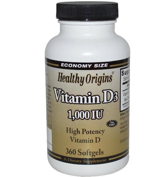 Vitamin D3 1000 IU (360 Softgels) - Healthy Origins